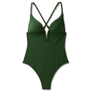 Women's Ribbed Plunge Front V-Wire One
Piece Swimsuit by Shade & Shore